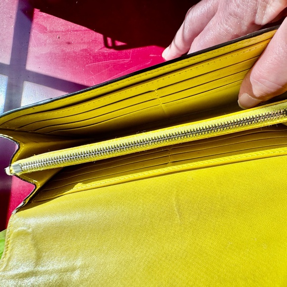 Celine Leather Wallet Taupe w/ Yellow Interior EUC - Picture 5 of 16